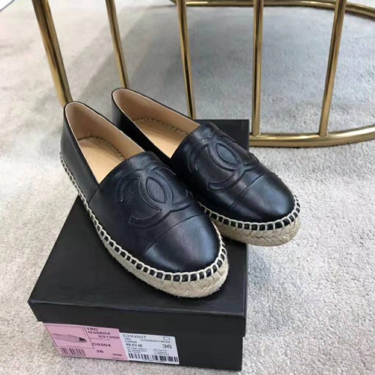 Chanel Women Espadrilles in Lambskin LeatherBlack LULUX