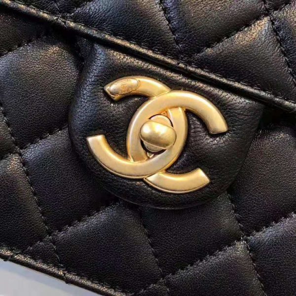 Chanel Women Flap Bag in Goatskin Imitation Pearls & Gold-Tone Metal-Black (11)