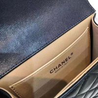 Chanel Women Flap Bag in Goatskin Imitation Pearls & Gold-Tone Metal-Black (12)