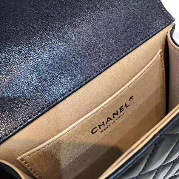 Chanel Women Flap Bag in Goatskin Imitation Pearls & Gold-Tone Metal-Black (6)