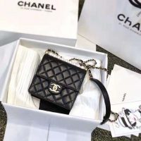 Chanel Women Flap Bag in Goatskin Imitation Pearls & Gold-Tone Metal-Black (12)