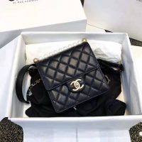 Chanel Women Flap Bag in Goatskin Imitation Pearls & Gold-Tone Metal-Black (12)