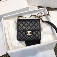 Chanel Women Flap Bag in Goatskin Imitation Pearls & Gold-Tone Metal-Black (12)