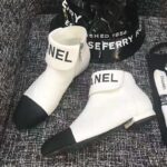 Chanel Women Loge Short Boots in Goat Leather & Faille-White – Image 3