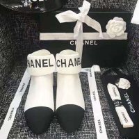 Chanel Women Loge Short Boots in Goat Leather & Faille-White (1)