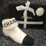 Chanel Women Loge Short Boots in Goat Leather & Faille-White – Image 5