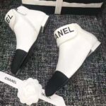 Chanel Women Loge Short Boots in Goat Leather & Faille-White – Image 6