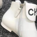 Chanel Women Loge Short Boots in Goat Leather & Faille-White – Image 10