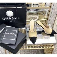 Chanel Women Mules Lambskin & Grosgrain 8 cm Heel-Beige (5)