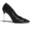 Chanel Women Pumps Lambskin & Patent Calfskin 10 cm Heel-Black