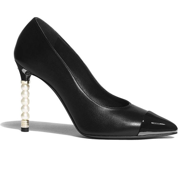 Chanel Women Pumps Lambskin & Patent Calfskin 10 cm Heel-Black (1)