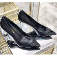 Chanel Women Pumps Lambskin & Patent Calfskin 10 cm Heel-Black (1)