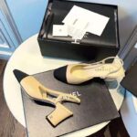 Chanel Women Slingbacks in Goatskin & Grosgrain 6.7 cm Heel-Sandy – Image 3