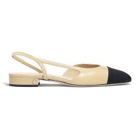 Chanel Women Slingbacks in Goatskin & Grosgrain-Sandy