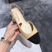 Chanel Women Slingbacks in Goatskin & Grosgrain-Sandy (1)