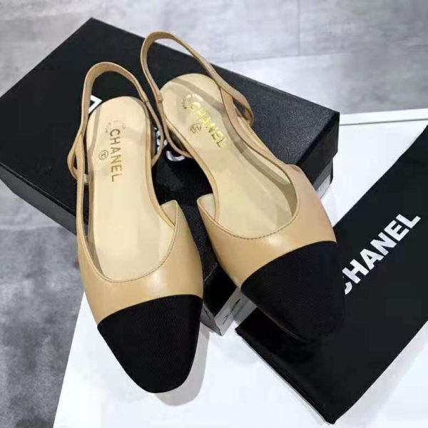 Chanel Women Slingbacks in Goatskin & Grosgrain-Sandy (5)