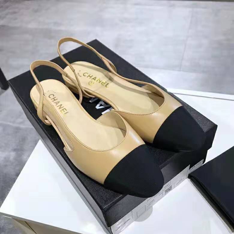 CHANEL Slingbacks Beige & Black Goatskin & Grosgrain G31318 Size 42 –  Jewelsunderthesea