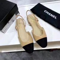 Chanel Women Slingbacks in Goatskin & Grosgrain-Sandy (1)