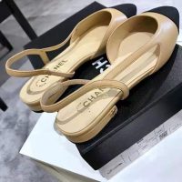 Chanel Women Slingbacks in Goatskin & Grosgrain-Sandy (1)