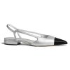 Chanel Women Slingbacks in Metallic Lambskin & Satin-Silver