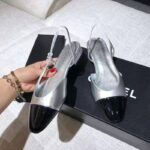 Chanel Women Slingbacks in Metallic Lambskin & Satin-Silver - Image 6