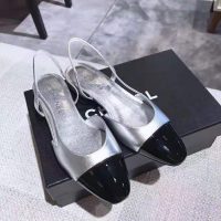 Chanel Women Slingbacks in Metallic Lambskin & Satin-Silver (1)