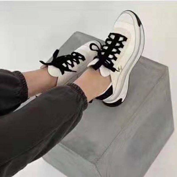 Chanel Women Sneakers in Velvet Calfskin & Mixed Fibers 1 cm Heel-Beige (10)