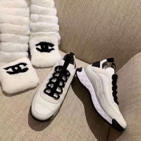 Chanel Women Sneakers in Velvet Calfskin & Mixed Fibers 1 cm Heel-Beige (1)