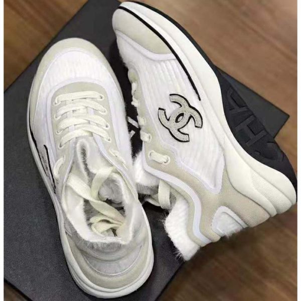 Chanel Women Velvet Calfskin & Mixed Fibers Sneakers-Grey (6)