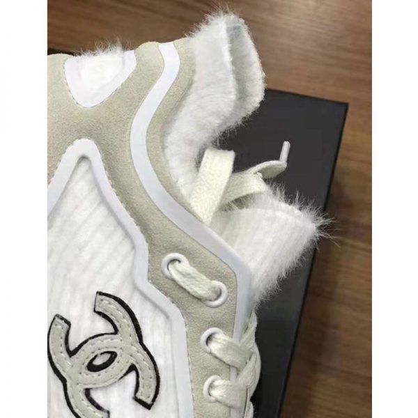 Chanel Women Velvet Calfskin & Mixed Fibers Sneakers-Grey (8)