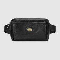 Gucci GG Men Leather Belt Bag in Black Soft Leather