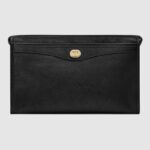 Gucci GG Men Pouch con G intrecciata in morbida pelle nera
