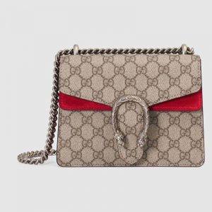 Gucci GG Women Dionysus GG Supreme Mini Bag in Tiger Head Spur-Red