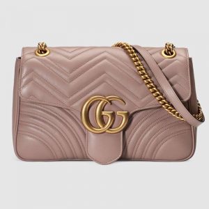 Gucci GG Women GG Marmont Medium Matelassé Shoulder Bag in Matelassé Chevron Leather-Pink