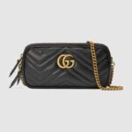 Gucci GG Women GG Marmont Mini Chain Bag in Matelassé Chevron Leather-Black
