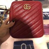 Gucci GG Women GG Marmont Mini Shoulder Bag in Red Matelassé Leather (1)