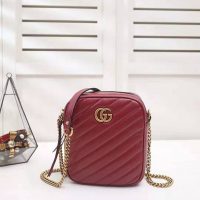 Gucci GG Women GG Marmont Mini Shoulder Bag in Red Matelassé Leather (1)
