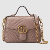 Gucci GG Women GG Marmont Mini Top Handle Bag in Matelassé Chevron Leath