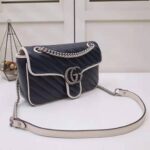 Gucci GG Women GG Marmont Small Shoulder Bag in Blue Diagonal Matelassé Leather - Image 3