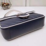 Gucci GG Women GG Marmont Small Shoulder Bag in Blue Diagonal Matelassé Leather - Image 6