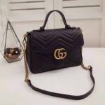 Gucci GG Women GG Marmont Small Top Handle Bag in Black Matelassé Chevron Leather - Image 3