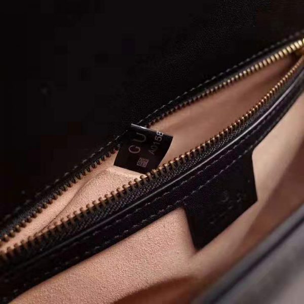 Gucci GG Women GG Marmont Small Top Handle Bag in Black Matelassé Chevron Leather (6)