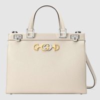 Gucci GG Women Gucci Zumi Grainy Leather Medium Top Handle Bag-Yellow (1)