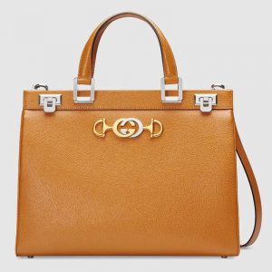 Gucci GG Women Gucci Zumi Grainy Leather Medium Top Handle Bag-Yellow