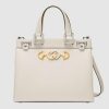 Gucci GG Women Gucci Zumi Grainy Leather Small Top Handle Bag-White