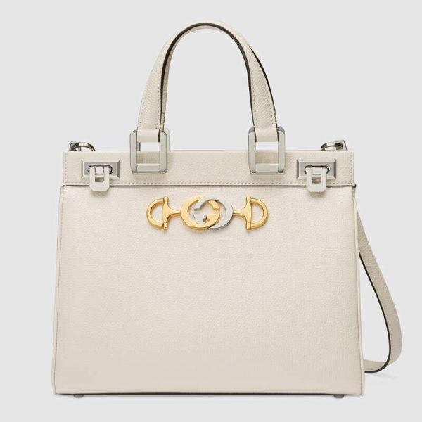 Gucci GG Women Gucci Zumi Grainy Leather Small Top Handle Bag-White (10)