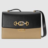 Gucci GG Women Gucci Zumi Smooth Leather Small Shoulder Bag in Black and Beige Smooth Leather (1)