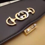 Gucci GG Women Gucci Zumi Smooth Leather Small Shoulder Bag in Black and Beige Smooth Leather - Image 4