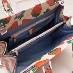 Gucci GG Women Gucci Zumi Strawberry Print Medium Top Handle Bag in Gucci Strawberry Print Ivory Leather - Image 9