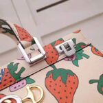 Gucci GG Women Gucci Zumi Strawberry Print Medium Top Handle Bag in Gucci Strawberry Print Ivory Leather - Image 10